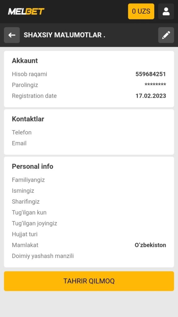 shaxsiy kabinet